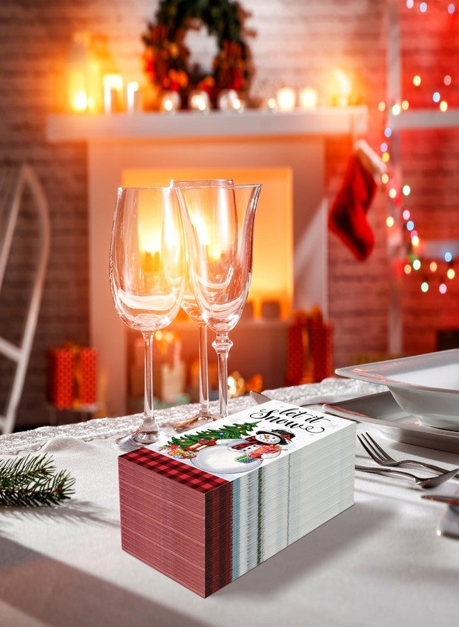 Fayoo 100Pcs Christmas Snowman Paper Napkins -Disposable Decorative Guest Napkins for Christmas Dinner Party Supplies (7.87 x 4.3 lnch) - Image 5